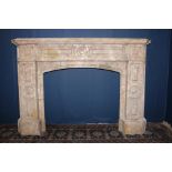 Marble Fireplace {H 108cm x W 156cm x D 34cm Insert H 76 cm x W 88cm}.