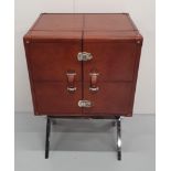 Exceptional quality hand dyed leather and chrome home bar {94cm H x 70cm W x 50cm D}