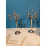 Pair of silverplate five branch candelabras {78 cm H x 43 cm Dia.}.