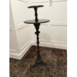 Tall cast iron and mahogany pub - bar table {135 cm H x 53 cm Dia.}.