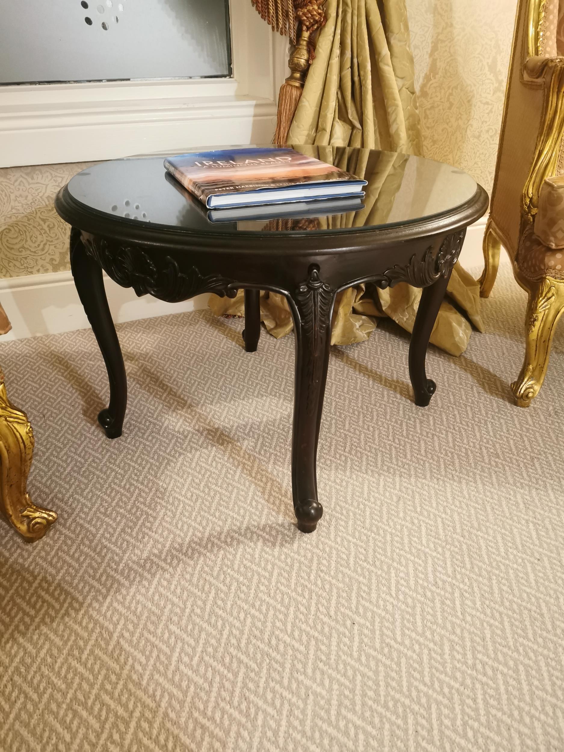Carved mahogany table. {50 cm H x 66 cm Diam}. - Image 2 of 2