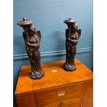 Pair of cast iron table lamps in the form of Angels