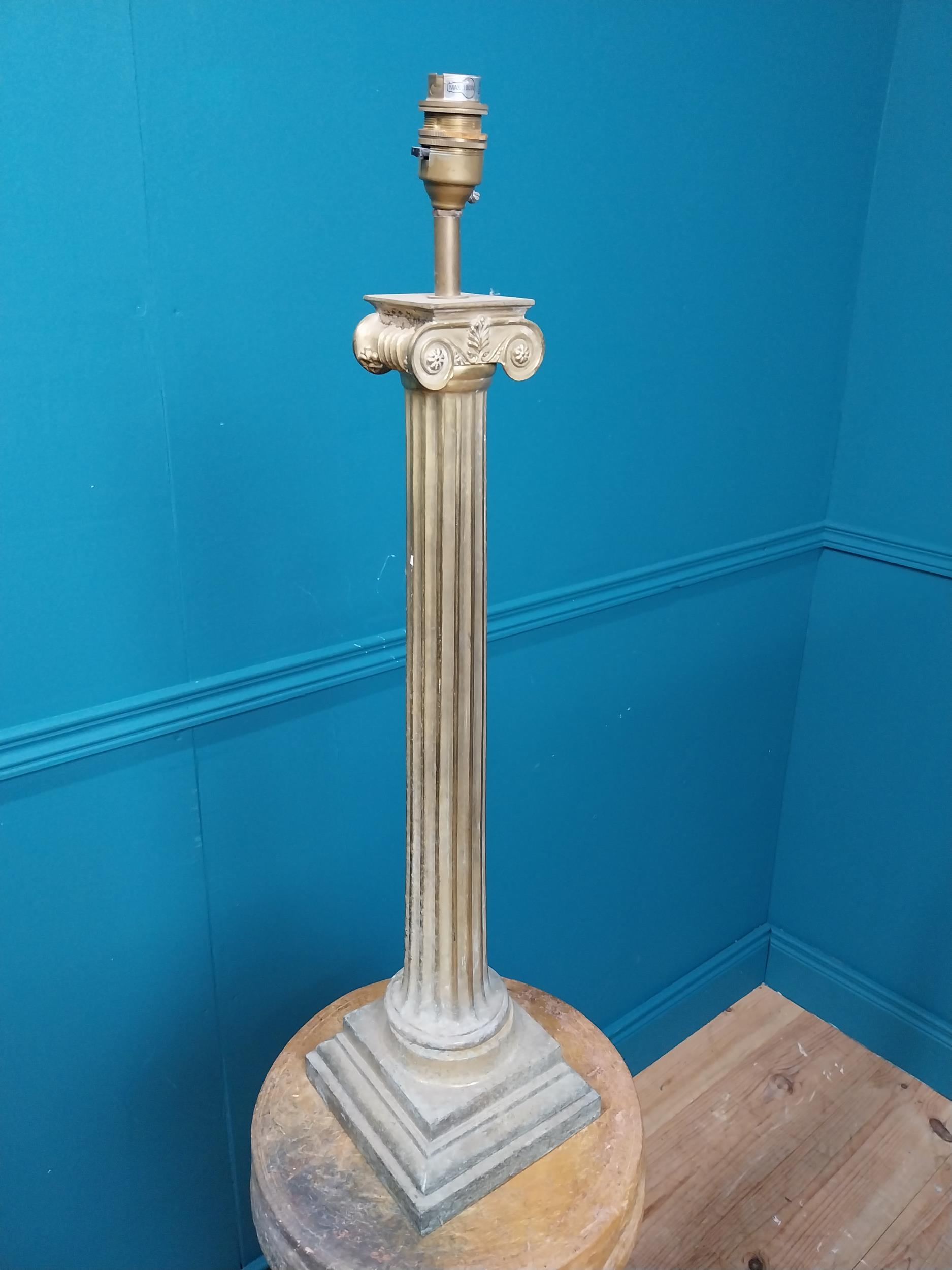 Brass Corinthian column lamp base. {61 cm H x 15 cm W x 15 cm D}. - Image 3 of 4