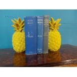 Pair of unusual book ends in the form of Pineapples with velvet covering {25 cm H x 12 cm Dia.}.
