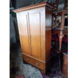 19th C. pine wardrobe with two blind doors above single drawer {186 cm H x 112 cm W x 43 cm D}.