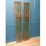 Pair of good quality 19th C. stained glass windows {209 cm H x 36 cm W}.