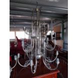 Good quality silverplate fifteen branch chandelier in the French style {100 cm H x 75 cm Dia.}.
