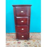 Mahogany four drawer office cabinet with brass handles. { 150 cm H x 57 cm W x 68 cm D}.