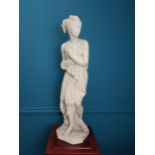 Marble resin statue of a Grecian Lady {78 cm H x 23 cm W x 20 cm D}.