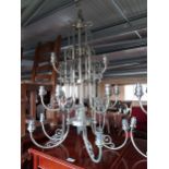 Good quality silverplate fifteen branch chandelier in the French style {100 cm H x 75 cm Dia.}.