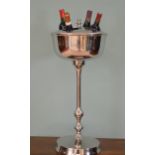 Silver plated floor standing wine cooler. {82 cm H x 32 cm W}.