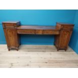 Good quality Regency mahogany pedestal side board raised on tapered legs {111 cm H x 246 cm W x 65