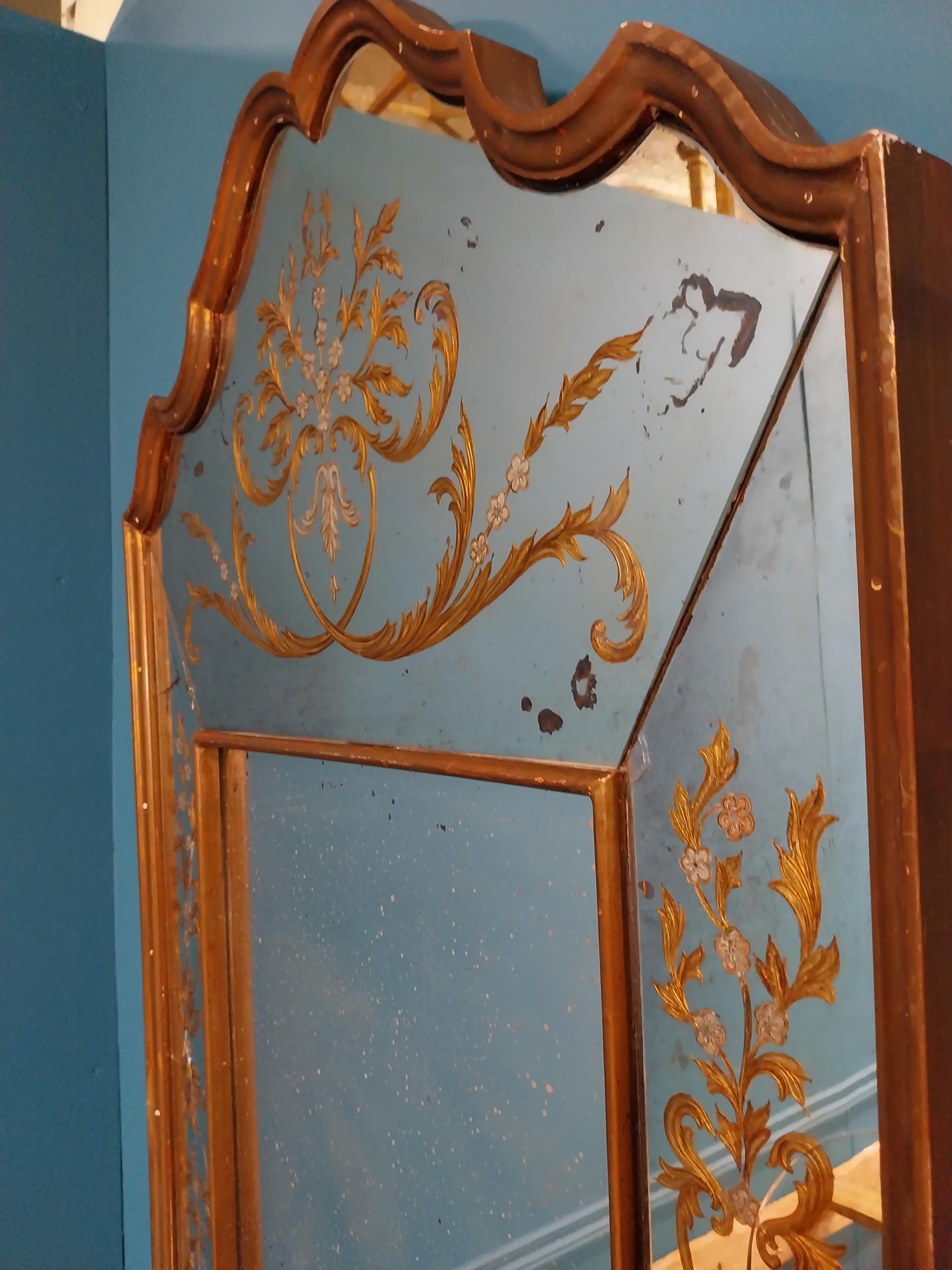Early 20th C. Venetian mirror with gilded decoration {102 cm H x 70 cm W}. - Image 4 of 4