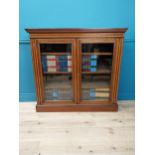 Good quality Edwardian mahogany and satinwood inlaid bookcase with two glazed doors {113 cm H x