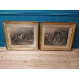 Pair of 19th C. French black and white prints mounted in giltwood frames {83 cm H x 92 cm W}.
