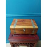 Decorative coromandel wood jewellery box with metal mounts { 10cm H X 29cm W X 20cm D }.
