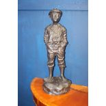 Early 20th C. bronze figure of the whistling boy {H 74cm x W 27cm x D 25cm}.