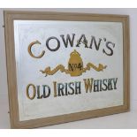 Cowan's Old Irish Whisky advertising framed mirror.{115 cm H x 140 cm W}.
