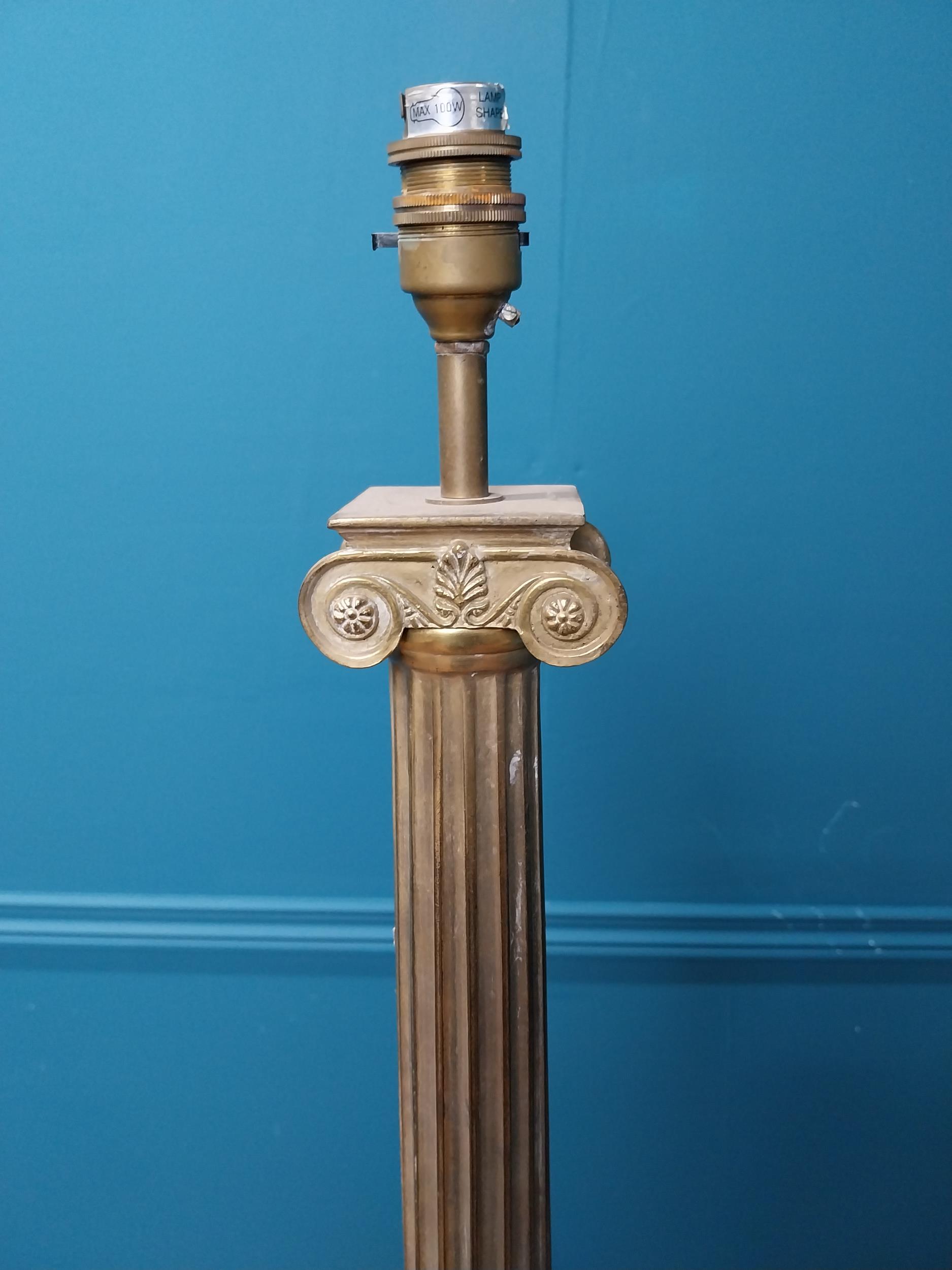 Brass Corinthian column lamp base. {61 cm H x 15 cm W x 15 cm D}. - Image 2 of 4