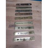 Collection of brass hotel name plaques from Finnstown House Hotel. {7 cm H x 37 cm W}.