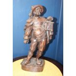 Early 19th C. hand carved figure of Man with lantern {H 50cm x W 24cm x D 15cm}.