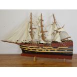 Model of a three mask sail ship. {65 cm H x 100 cm W}.