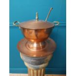 Early 20th. C. brass and copper lidded tureen with ladle. { cm H X D57cm W }