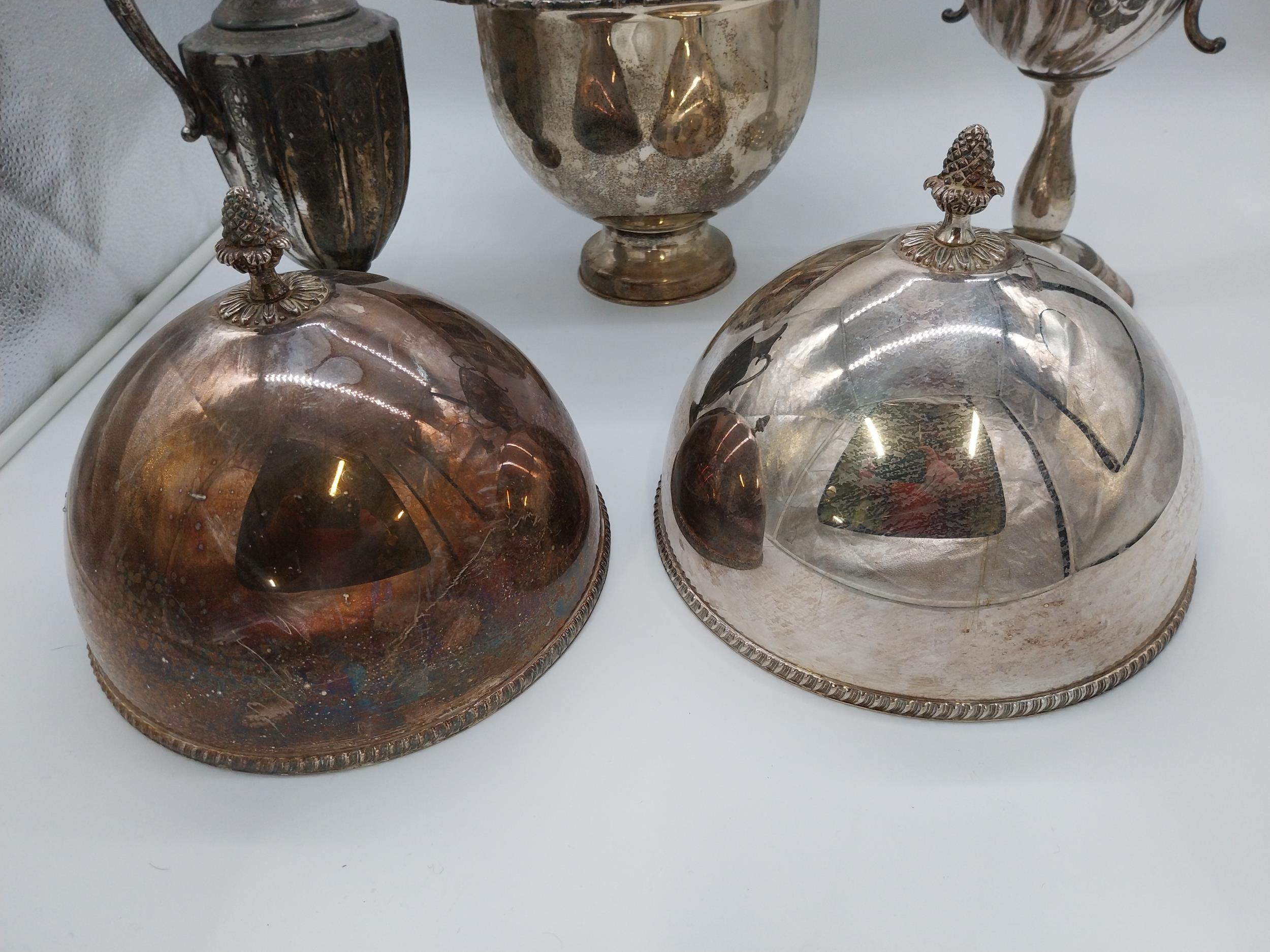 Miscellaneous collection of five early 20th C. pieces of silver plate including trophy and four - Image 2 of 3