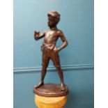 French bronze figure of a Boy signed Aug Moreau {67 cm H x 32 cm W x 20 cm D}.