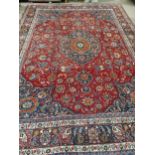 Good quality 19th C. hand knotted Persian carpet square {390 cm L x 280 cm W}.