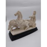 Resin model of Roman Chariot and Marley horses. {25 cm H x 37 cm W x 15 cm D}.