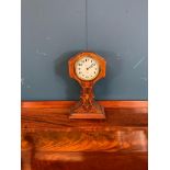 Art Nouveau inlaid mantle clock { 29 cm H X 16 cm W X 7 cm D }.