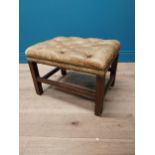 Early 20th C. hand dyed leather deep buttoned foot stool raised on mahogany square legs {42 cm H x
