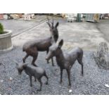 Exceptional quality bronze model of Deer family. Stag {120 cm H x 83 cm W x 35 cm D}, Doe {96 cm H x