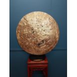 Gilded bronze contemporary sculpture of the Moon on metal stand {82cm H x 76 cm W}