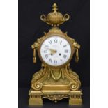 Exceptional quality 19th C. gilt ormolu mantle clock with Lion mask decoration. {55 cm H x 30 cm W x