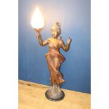 Bronze figure of a Lady in the form of a light {H 120cm x W 50cm x D 20cm}.