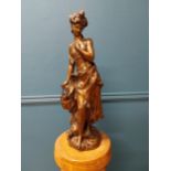 French bronze figure of a Lady signed Moreau {58 cm H x 23 cm W x 17 cm D].
