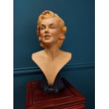 Plaster bust of Marilyn Monroe {52 cm H x 30 cm W x 24 cm D}.