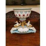 Exceptional quality Italian and ceramic gilded centre piece decorative with Cherubs and Carp {51