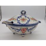 Decorative hand painted ceramic lidded soup tureen with ladle Mahonia Hand Painted 111 {25 cm H x 37