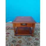 Cherrywood lamp table with single drawer in the frieze raised on turned legs and platform base {45