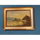 19th C. Scottish Cottage oil on canvas mounted in gilt frame and Early 20th C. T. Williams River