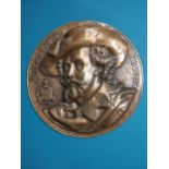 Victorian copper relief of Peter Paul Rubens stamped Micabs. {63 cm Diam}