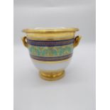 19th C. gilded ceramic jardinière in the Grecian style {20 cm H x 23 cm Dia.}.