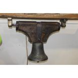 18th C. bronze bell with bronze bracket mounted on an oak frame originally from a convent {H 60cm