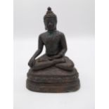 Oriental bronze figure of Buddha. {22 cm H x 17 cm W x 12 cm D}.