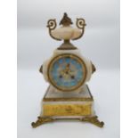 19th C. French onyx mantle clock with gilded bronze decoration. {33 cm H x 22 cm W x 17 cm D}.
