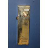 Victorian brass cubicle toilet door lock {H 33cm x W 10cm x D 10cm}.