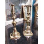 Pair of 19th C. brass candlesticks {21 cm H x 7 cm x 7 cm D}.